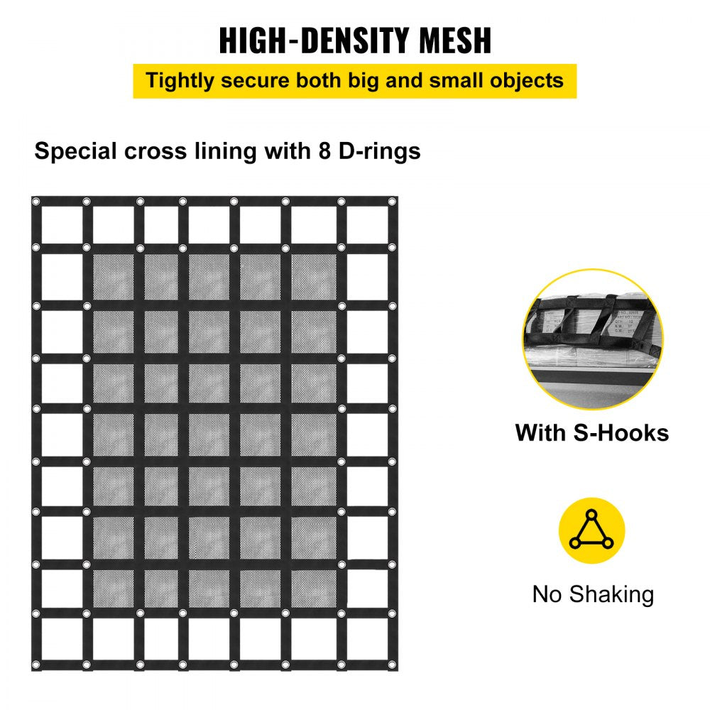 Cargo Net with Mesh, 8` x 6.7` Cargo Net for Pickup Truck Bed, Heavy Duty Cargo Nets with Cam Buckles & S-Hooks & Cross Strap, Truck Bed Cargo Net for Trailer SUV Jeeps(96" x 80")