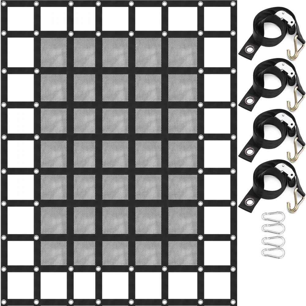 Cargo Net with Mesh, 8` x 6.7` Cargo Net for Pickup Truck Bed, Heavy Duty Cargo Nets with Cam Buckles & S-Hooks & Cross Strap, Truck Bed Cargo Net for Trailer SUV Jeeps(96" x 80")