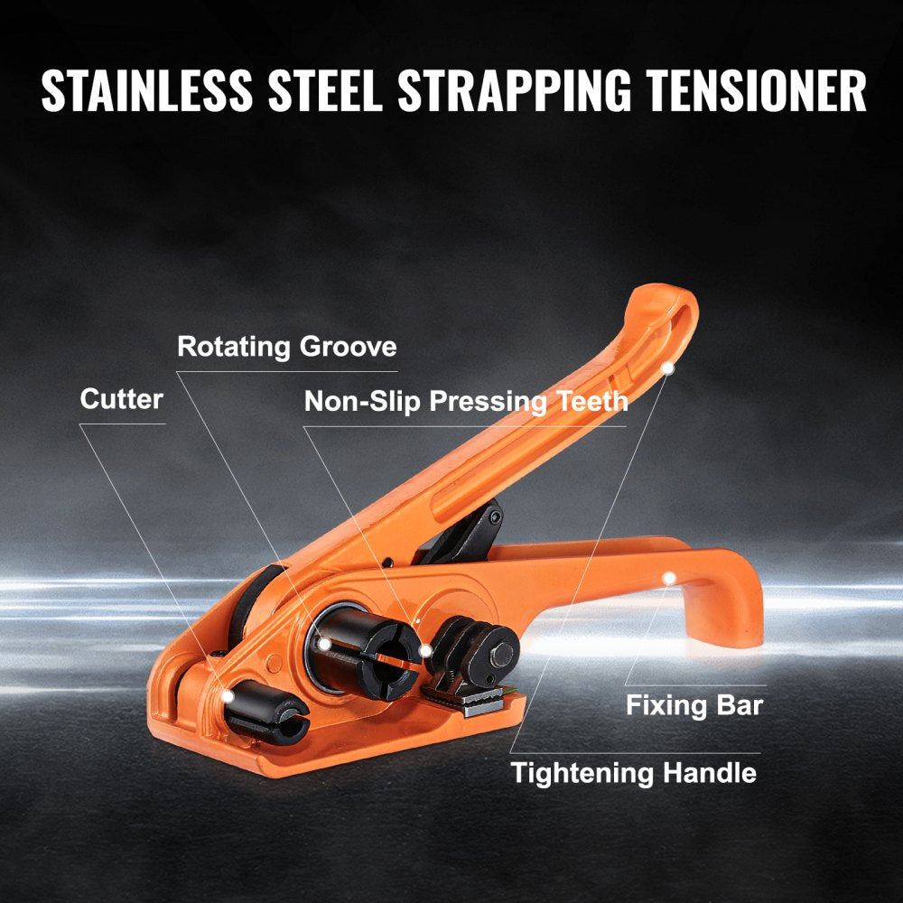 Banding Strapping Kit with Strapping Tensioner Tool, 328 ft Length Woven Strapping Cord Band, 100 Metal Seals, Pallet Packaging Strapping Banding Kit, Banding Packaging Strapping for Packing
