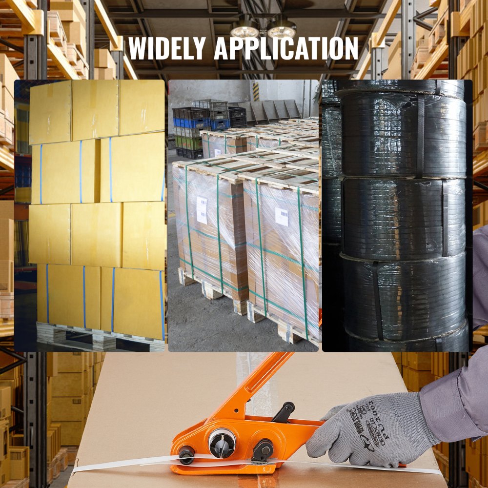 Banding Strapping Kit with Strapping Tensioner Tool, 328 ft Length Woven Strapping Cord Band, 100 Metal Seals, Pallet Packaging Strapping Banding Kit, Banding Packaging Strapping for Packing