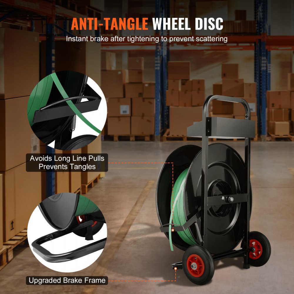 Strapping Dispenser Banding Cart for PET/PP Strapping Roll 16"/8" Core
