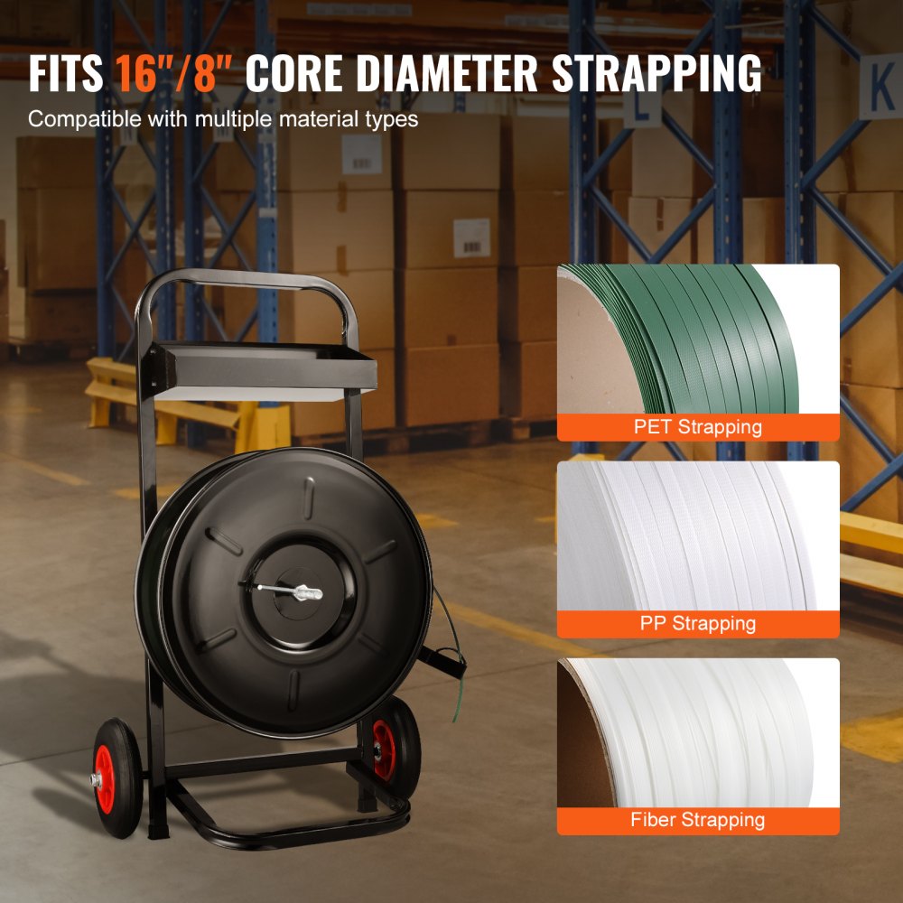 Strapping Dispenser Banding Cart for PET/PP Strapping Roll 8" Core Size