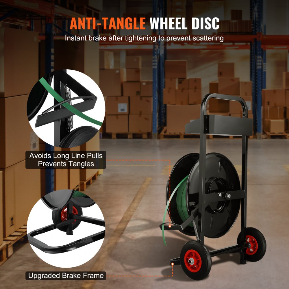 Strapping Dispenser Banding Cart for PET/PP Strapping Roll 8" Core Size