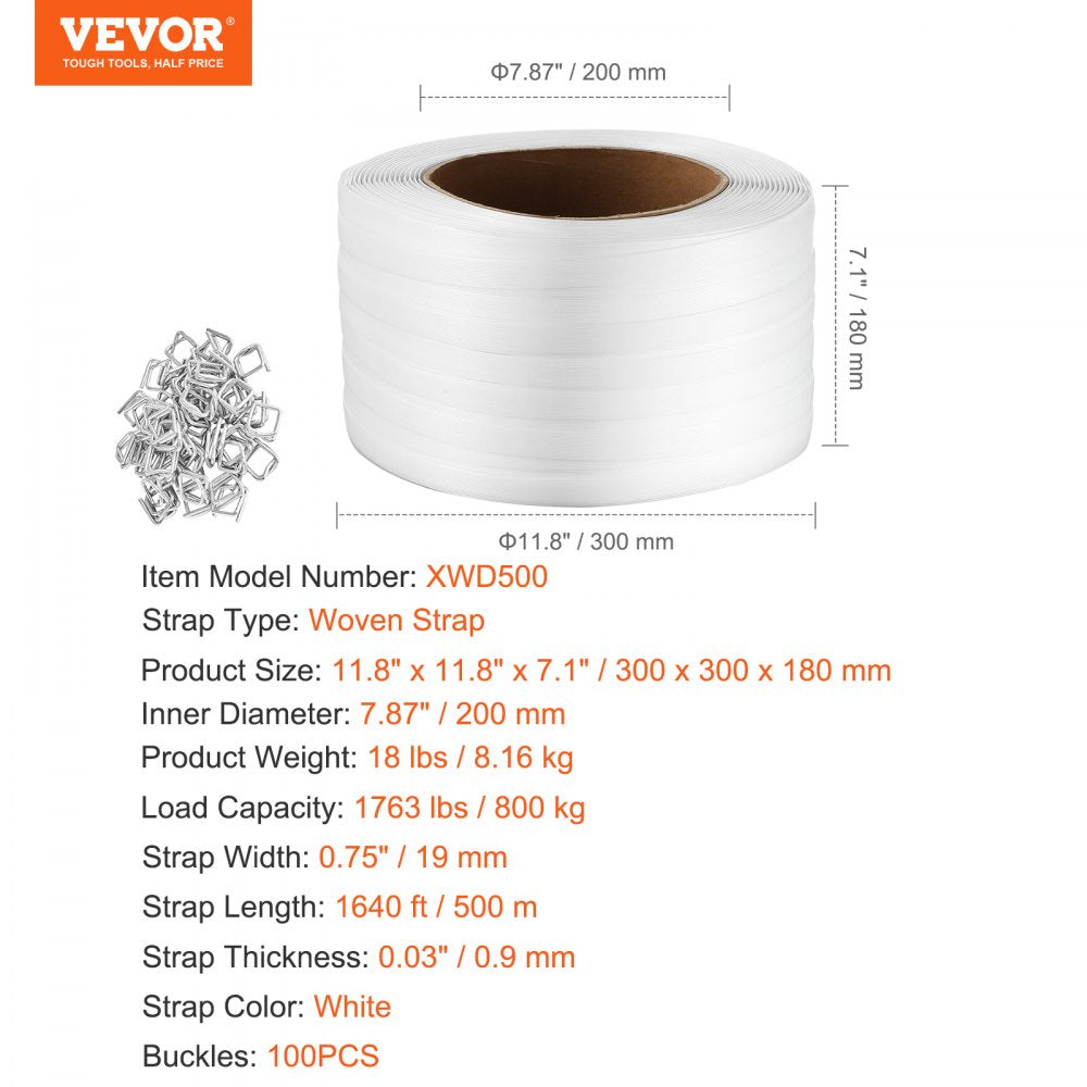 Packaging Woven Strapping Roll 3/4" x 0.03" x 1640` Banding Strap 1763 lbs
