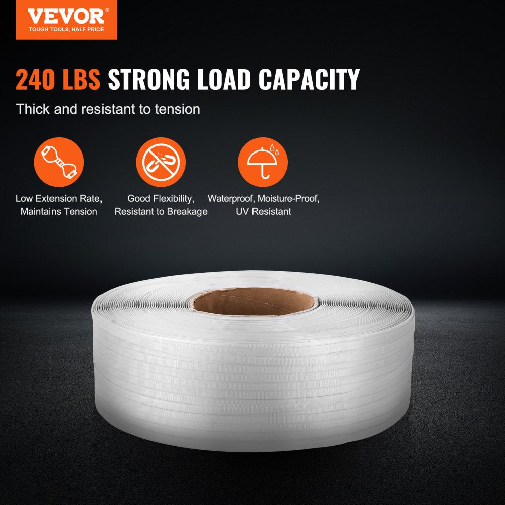 Packaging PP Strapping Roll 1/2" x 0.03" x 9900` Banding Strap 243lbs Load
