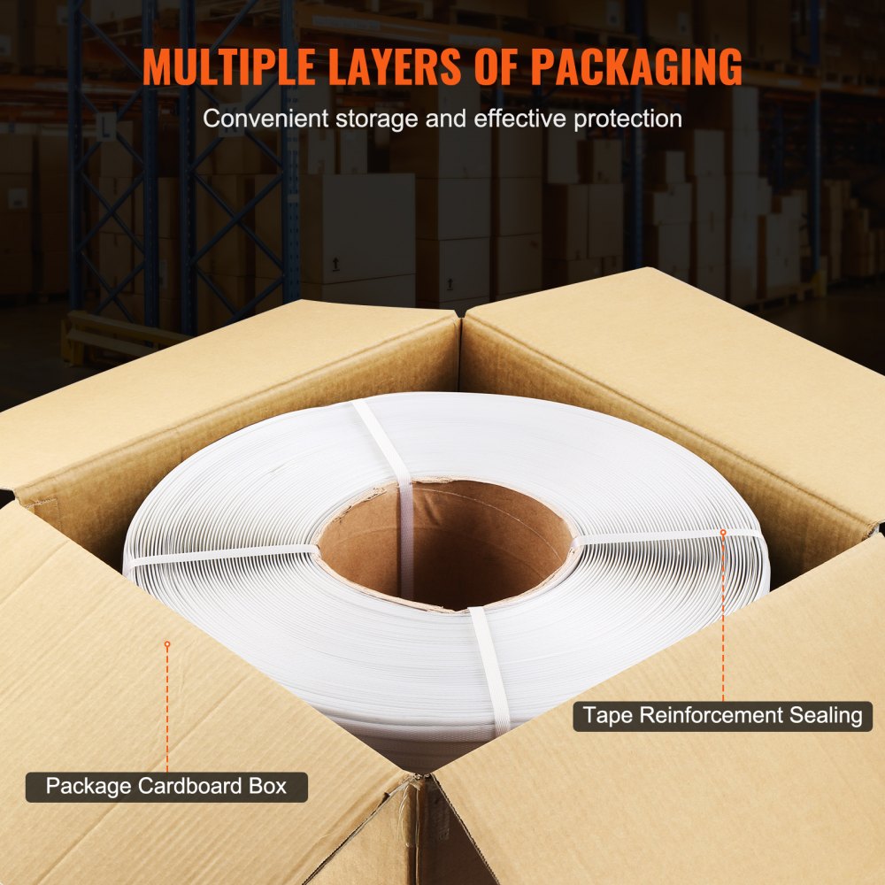 Packaging PP Strapping Roll 1/2" x 0.03" x 9900` Banding Strap 243lbs Load