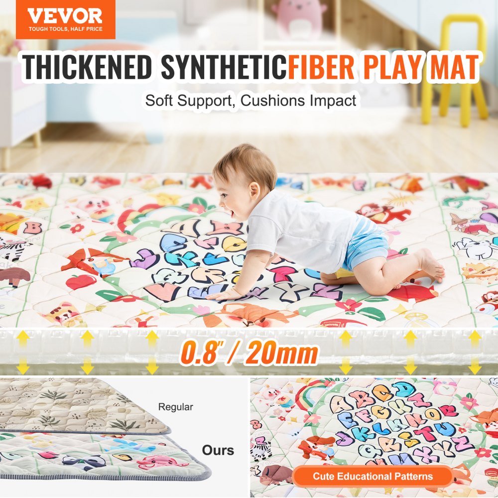 50"x50" Baby Play Mat Kids Crawling Floor Playmat Soft Thickened Mat