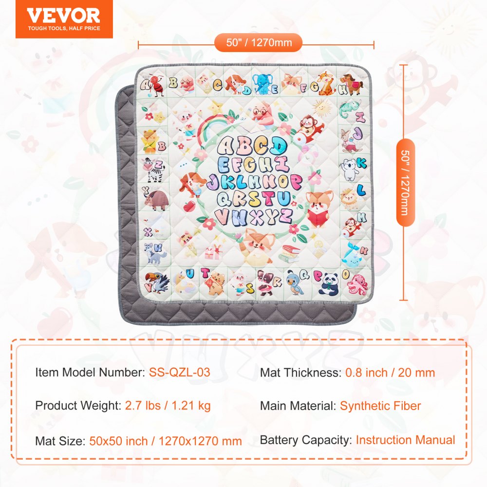 50"x50" Baby Play Mat Kids Crawling Floor Playmat Soft Thickened Mat