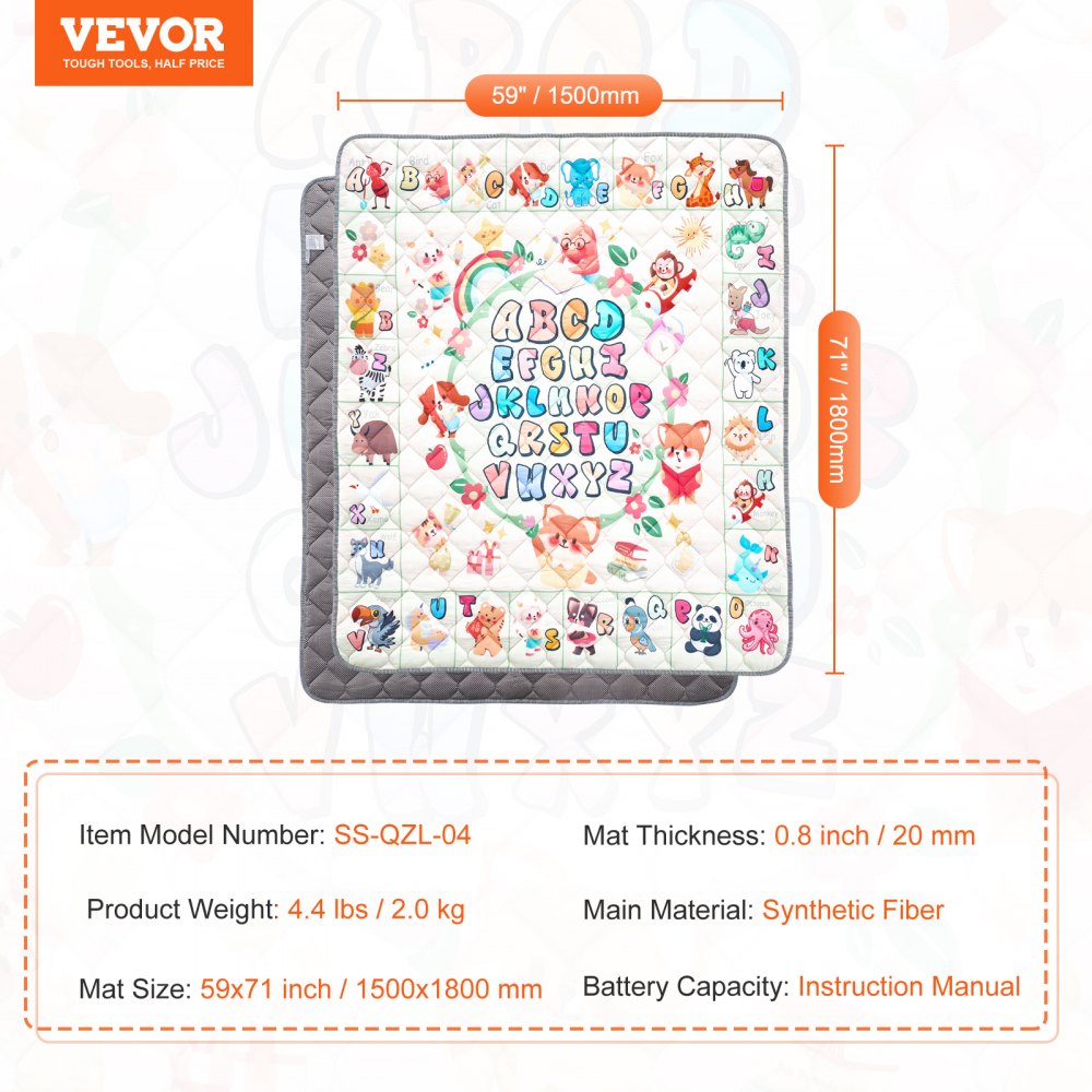 59"x71" Baby Play Mat Kids Crawling Floor Playmat Soft Thickened Mat