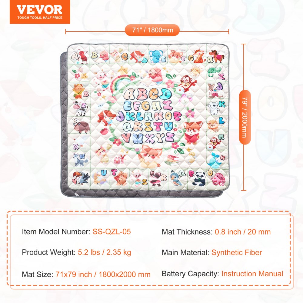 71"x79" Baby Play Mat Kids Crawling Floor Playmat Soft Thickened Mat