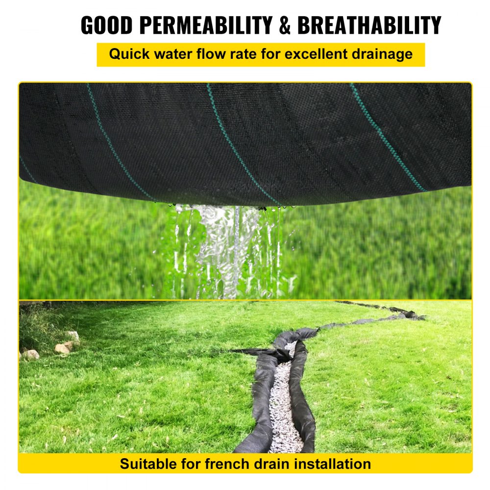 Geotextile Fabric, 12.5 x 50 ft 3.5oz Woven PP Driveway Drain Cloth w/ 600lbs Tensile Strength, Heavy Duty Underlayment for Soil Stabilization, Landscaping, Weed Barrier, 12.5FT50FT-3.5OZ, Black