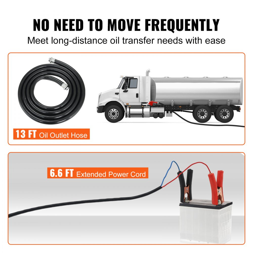 Diesel Fuel Transfer Pump Kit,10 GPM 12V DC Portable Electric Self-Priming Fuel Transfer Extractor Pump Kit with Automatic Shut-off Nozzle Hose for Diesel, Kerosene, Machine, Transformer Oil