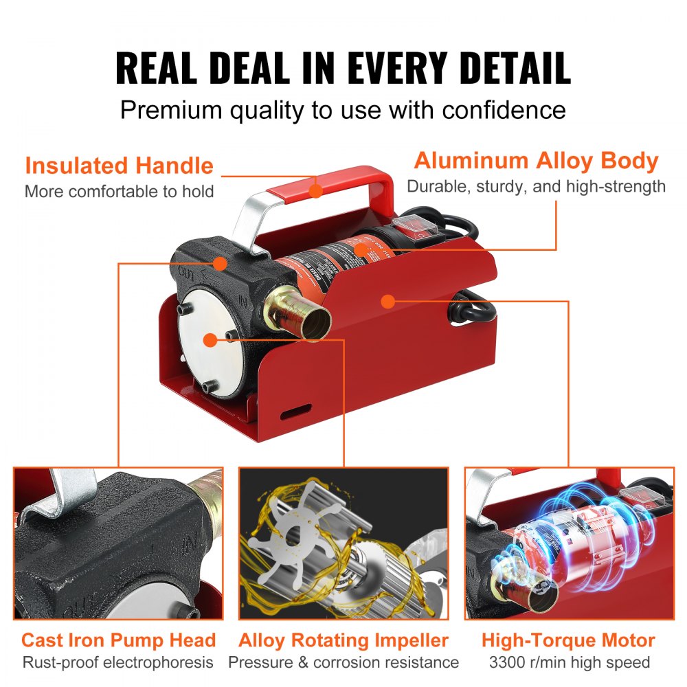 Diesel Fuel Transfer Pump Kit,10 GPM 12V DC Portable Electric Self-Priming Fuel Transfer Extractor Pump Kit with Automatic Shut-off Nozzle Hose for Diesel, Kerosene, Machine, Transformer Oil