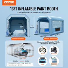 Inflatable Paint Booth, 13.1 x 9.8 x 9 ft Inflatable Spray Booth, with 750W Powerful Blower and Air Filter System, Portable Car Paint Booth for Motorcycle, Bicycle, Auto Part Painting