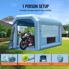Inflatable Paint Booth, 13.1 x 9.8 x 9 ft Inflatable Spray Booth, with 750W Powerful Blower and Air Filter System, Portable Car Paint Booth for Motorcycle, Bicycle, Auto Part Painting