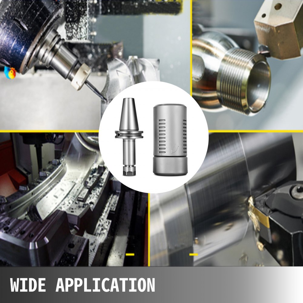 Four-piece CAT40 ER16 collet chuck set with 100mm length and high precision features.