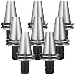 Bostome CAT40 ER16 collet chuck set with 8 pieces and 70mm gage length for CNC machining.