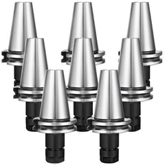 Bostome CAT40 ER16 collet chuck set with eight pieces and 70mm gage length for CNC machining.