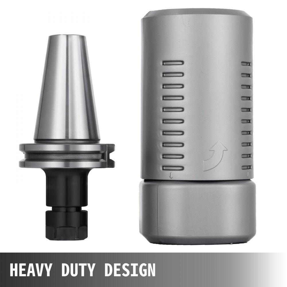 Bostome CAT40 ER16 collet chuck set with eight pieces and 70mm gage length for CNC machining.