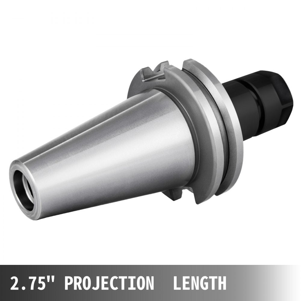 Bostome CAT40 ER16 collet chuck set with eight pieces and 70mm gage length for CNC machining.