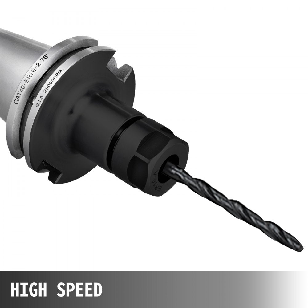 Bostome CAT40 ER16 collet chuck set with eight pieces and 70mm gage length for CNC machining.