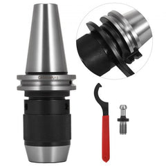 CAT40 keyless drill chuck with 1/2-inch capacity, pull stud, and spanner wrench for CNC milling lathe.