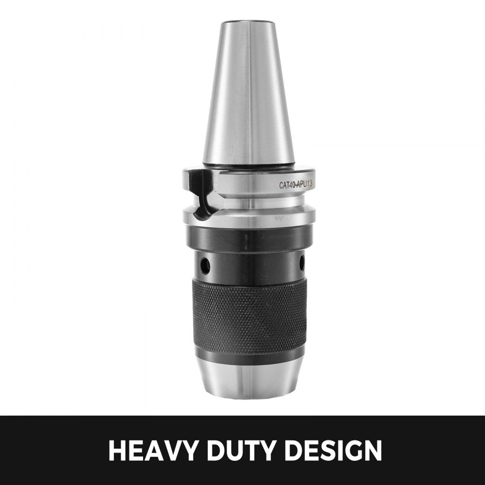 CAT40 keyless drill chuck with 1/2-inch capacity for CNC milling lathe, heavy duty design.
