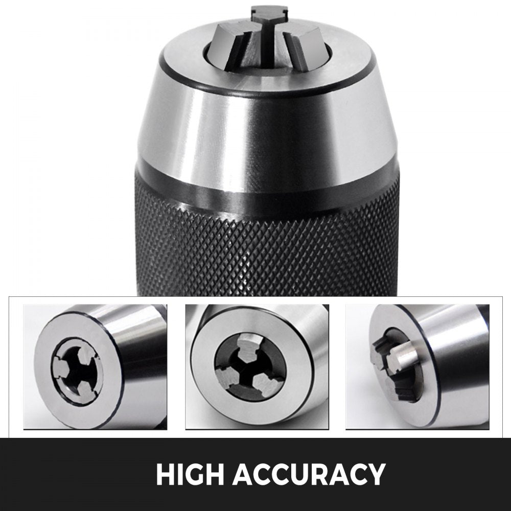 CAT40 keyless drill chuck with 1/2-inch capacity for CNC milling lathe, showing high accuracy details.