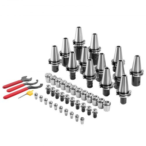 Bostome CAT40 ER16/32 collet holder set with 35 pieces in spring steel for milling applications.