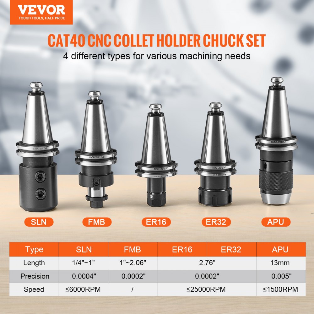 Bostome CAT40 ER16/32 collet holder set with 35 pieces made of spring steel for milling.