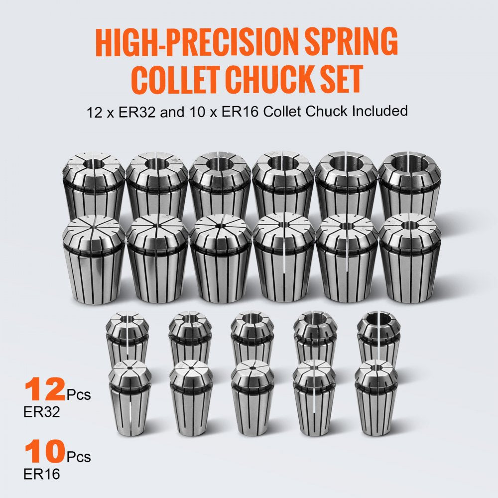 Bostome CAT40 ER16/32 collet holder set with 35 pieces made of spring steel for milling.