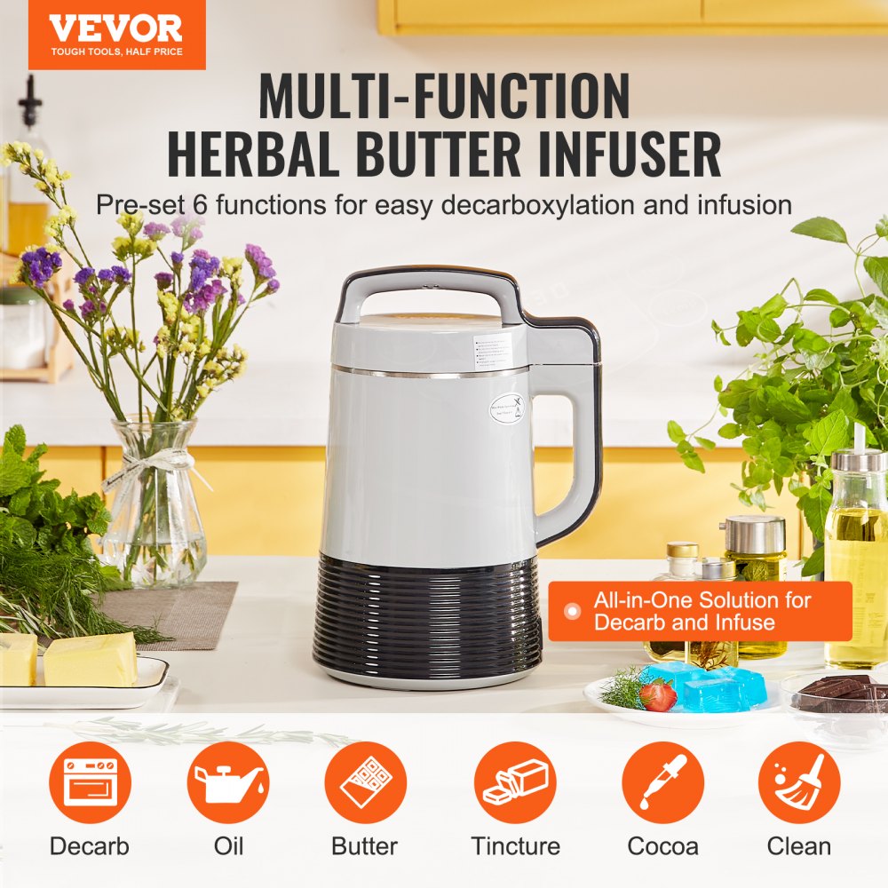 Butter Infuser Machine, 6 Functions Herbal Infuser, Magic Butter Machine & Oil Infusion Machine with Customizable Temperature And Time, Herbal Recipe Book & All Accessories Included