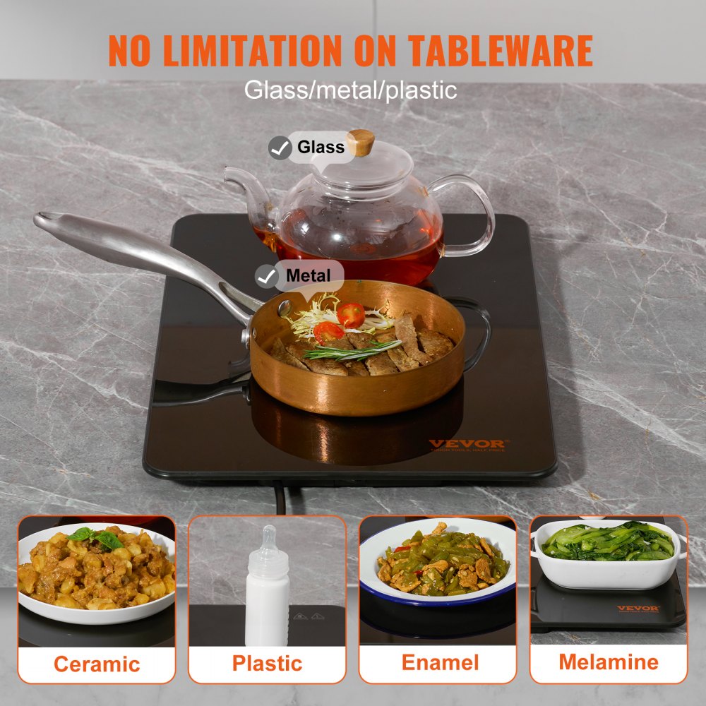 Electric Warming Tray, 16.5" x 11" Portable Tempered Glass Heating Tray with Temperature Control (65-90℃), Perfect for Dinner, Catering, House, Parties, Events, Entertaining and Holiday, Black