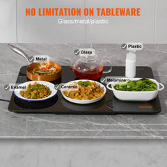 Electric Warming Tray, 16.5" x 23.6" Portable Tempered Glass Heating Tray with Temperature Control (65-90℃), Perfect for Dinner, Catering, House, Parties, Events, Entertaining and Holiday, Black
