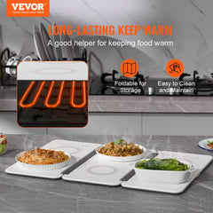 Electric Warming Tray, 18.9" x 10.2" Portable Cold Rolled Sheet Heating Tray with Temperature Control (35-100℃), Perfect for Catering, House, Parties, Events, Entertaining and Holiday, White