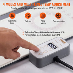 Electric Warming Tray, 18.9" x 10.2" Portable Cold Rolled Sheet Heating Tray with Temperature Control (35-100℃), Perfect for Catering, House, Parties, Events, Entertaining and Holiday, White