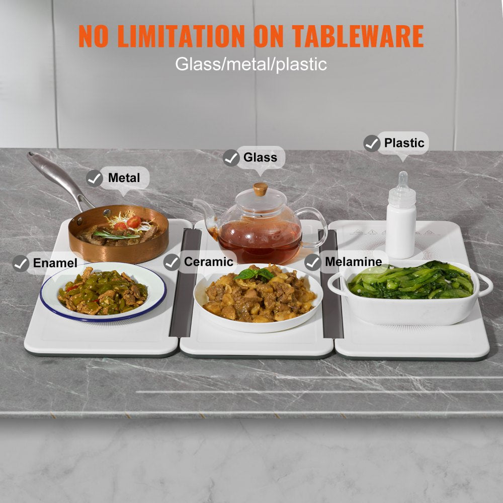 Electric Warming Tray, 18.9" x 10.2" Portable Cold Rolled Sheet Heating Tray with Temperature Control (35-100℃), Perfect for Catering, House, Parties, Events, Entertaining and Holiday, White
