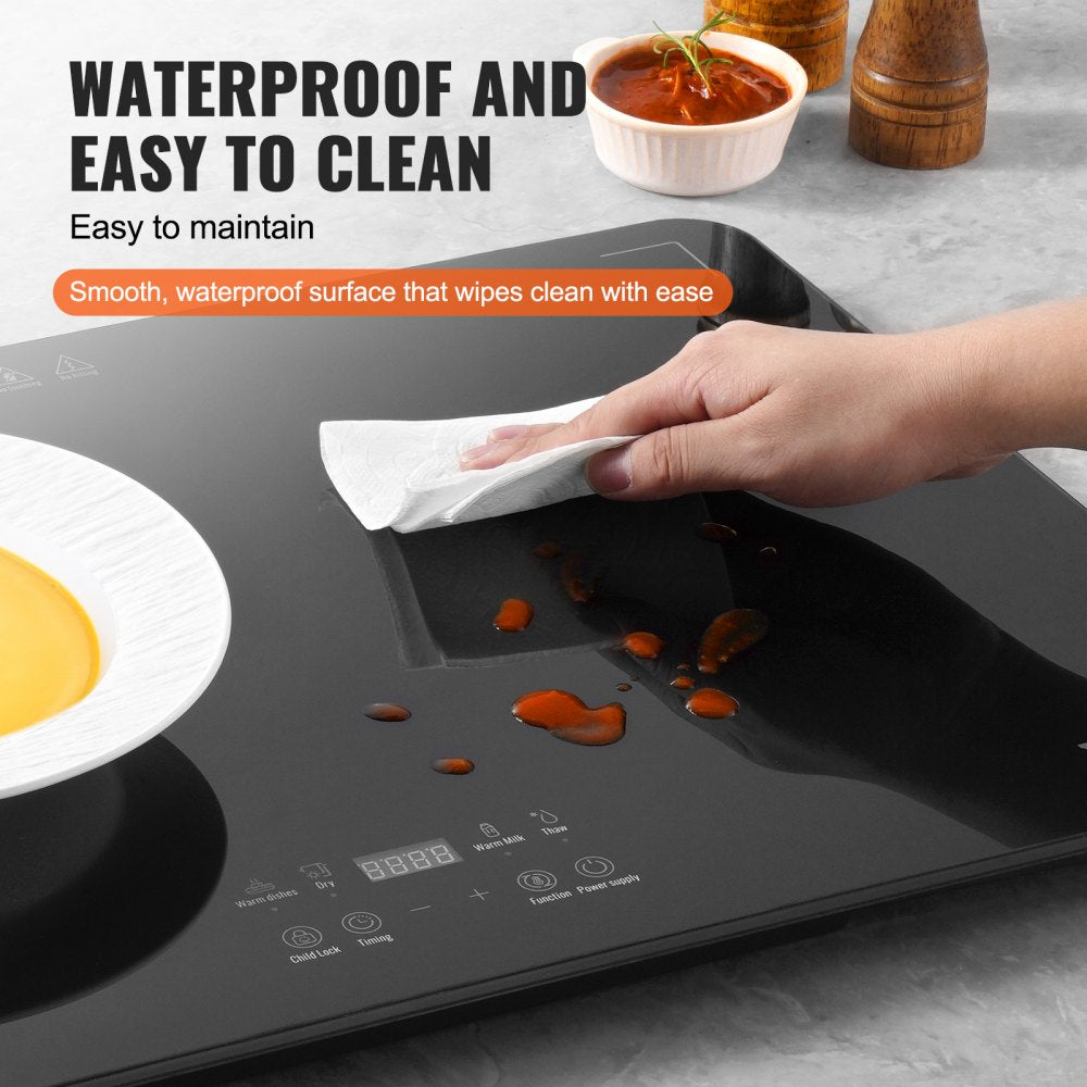 Electric Warming Tray Buffet Food Warming w/ Temp Control Tempered Glass