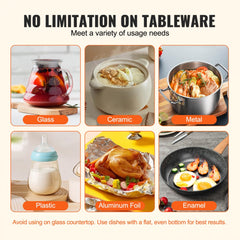 Electric Warming Tray Buffet Food Warming w/ Temp Control Tempered Glass