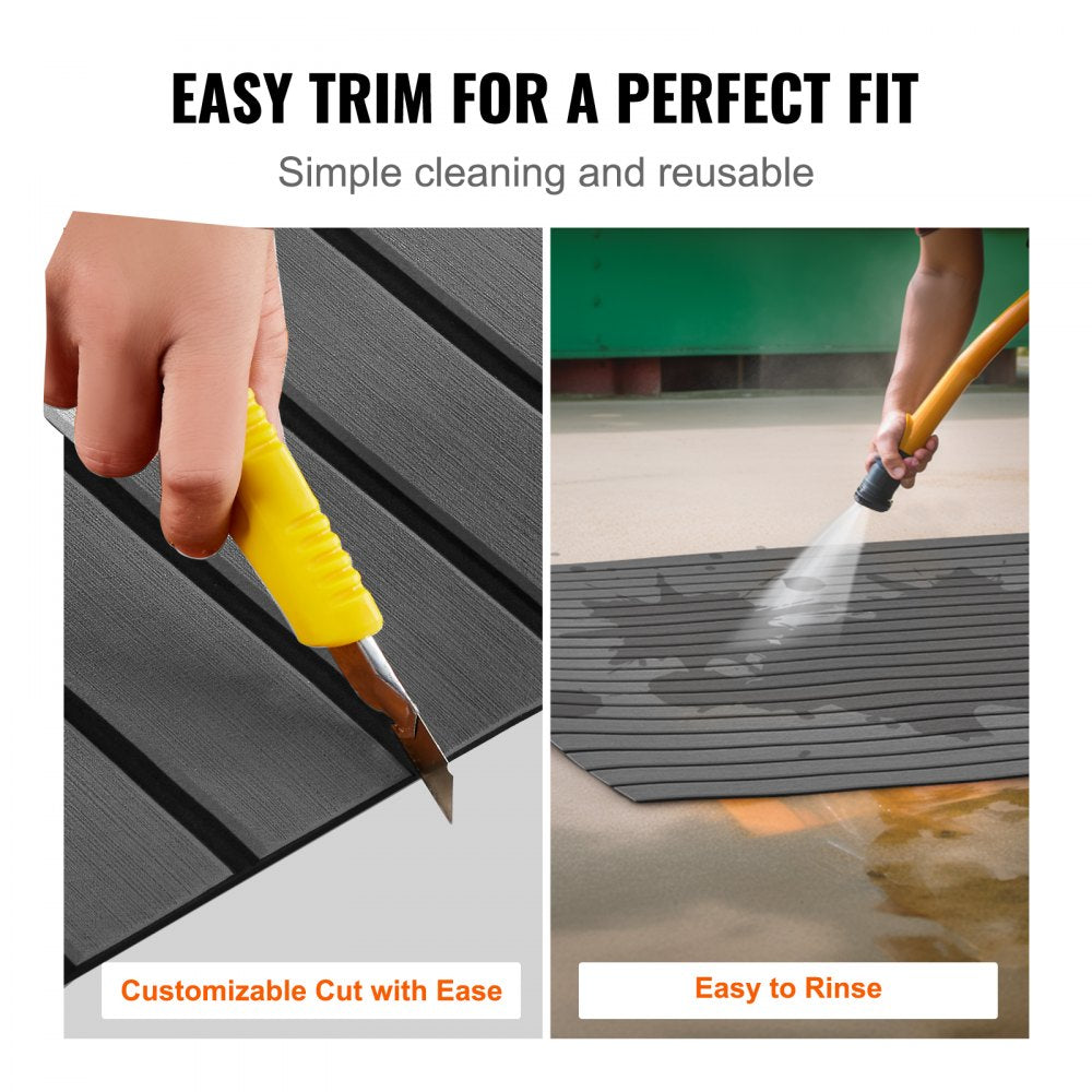 Boat Flooring, EVA Foam Boat Decking 94.5" x 23.6", Non-Slip Self-Adhesive Flooring, 15.5 sq.ft Marine Carpet for Boats, Yacht, Pontoon, Kayak Decking