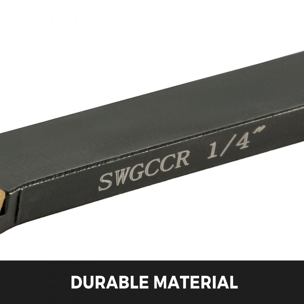 Black 7-piece indexable carbide lathe turning tool set with sharp inserts and durable body.