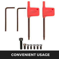Black 7-piece indexable carbide lathe turning tool set with sharp inserts and durable body.