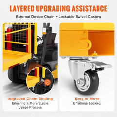 Forklift Safety Cage, 1200 lbs Load Capacity, 36 x 36 inches Folding Forklift Work Platform with Lockable Swivel Wheels, Drain Hole & Device Chain, Holds 1 to 2 Adults, Perfect for Aerial Work