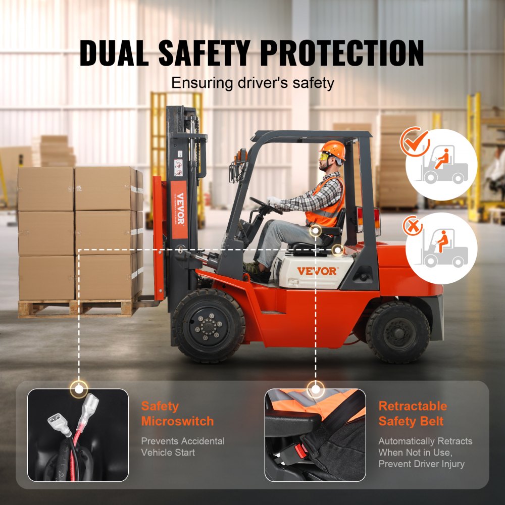Universal Forklift Seat, Fold Down Tractor Seat with Adjustable Angle Back, Micro Switch, Seatbelt and Armrests, 6.3-13.4 inch Slot Tractor Seat for Tractor Loader Excavator