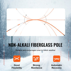 Driveway Markers, 30 PCS 48 inch, 0.4 inch Diameter, Orange Fiberglass Poles Snow Stakes with Reflective Tape, 12" Steel Drill Bit & Protection Gloves for Parking Lots, Walkways Easy Visibility