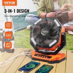 Portable Fan Rechargeable 13 inch, Battery Powered Fan with LED Lantern, 4 Speeds Adjustable & 45°/90°Automatic Swivel & Timer , USB Battery Operated Fans for Travel Bedroom Home Camping Office