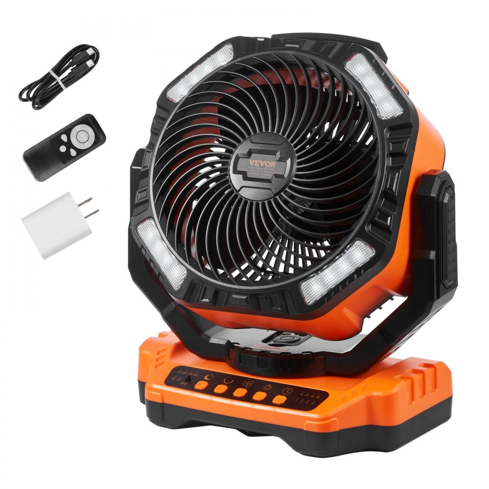 Portable Fan Rechargeable 13 inch, Battery Powered Fan with LED Lantern, 4 Speeds Adjustable & 45°/90°Automatic Swivel & Timer , USB Battery Operated Fans for Travel Bedroom Home Camping Office