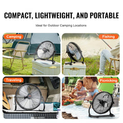 Bostome 16" cordless floor fan with metal construction, portable design, and rechargeable battery.