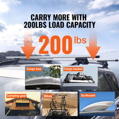 Universal Roof Rack Cross Bars, 54" Aluminum Roof Rack Crossbars, Fit Existing Raised Side Rail with Gap, 200 lbs Load Capacity, Adjustable Crossbars with Locks, for SUVs, Sedans, and Vans