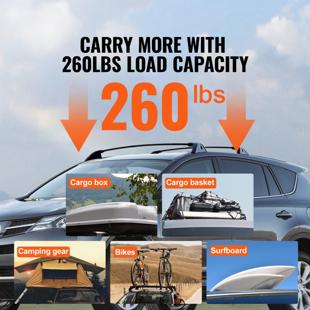 Roof Rack Cross Bars, Compatible with Toyota RAV4 2019-2023, 260lbs Load Capacity, Aluminum Anti-Rust Crossbars with Locks, Rooftop Cargo Bag Luggage Carrier (Not Fit for Adventure/TRD Off-Road)